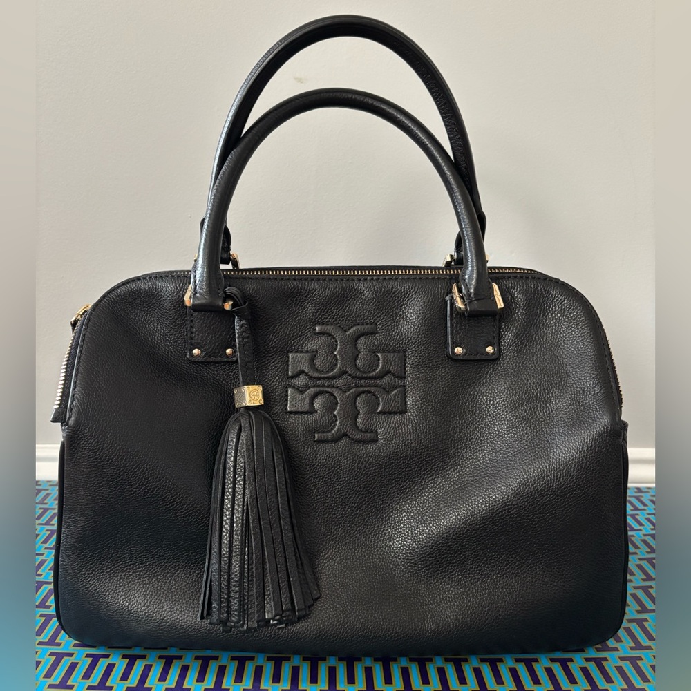 Tory Burch Black Satchel with Tassel